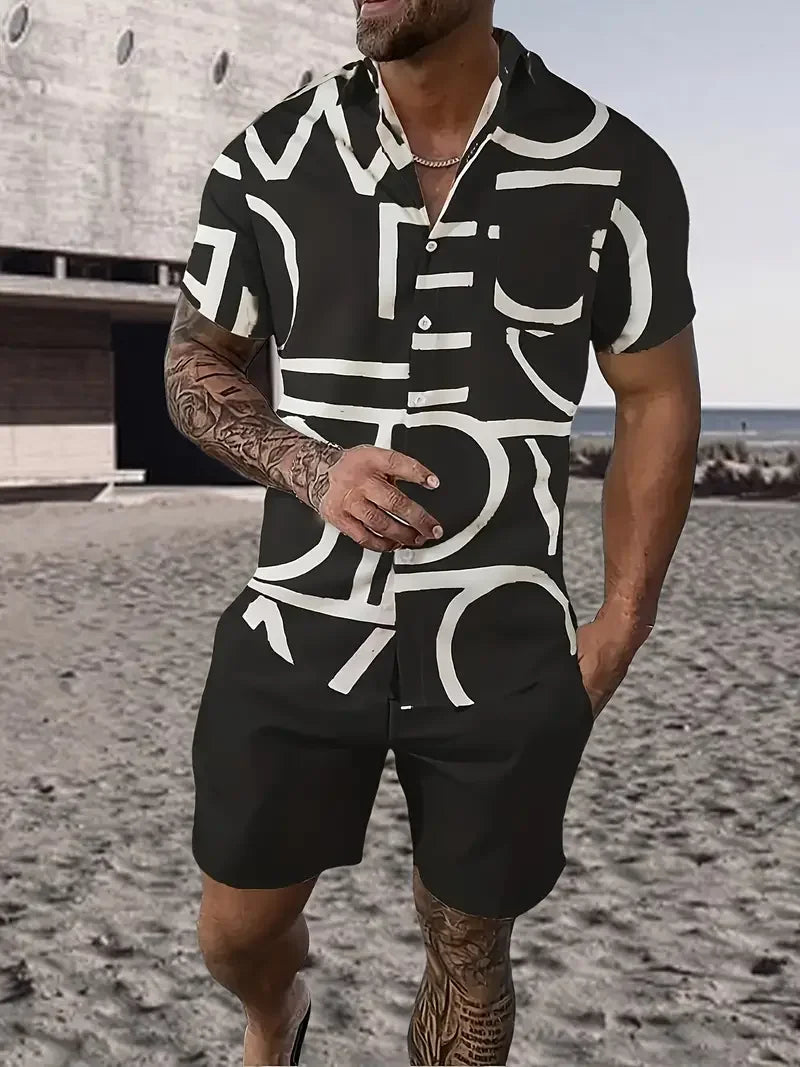 Men Shirt Sets 3d Printed Retro Floral Short Sleeve Casual Oversized Beach Shorts Summer Streetwear Hawaiian Suits Clothing