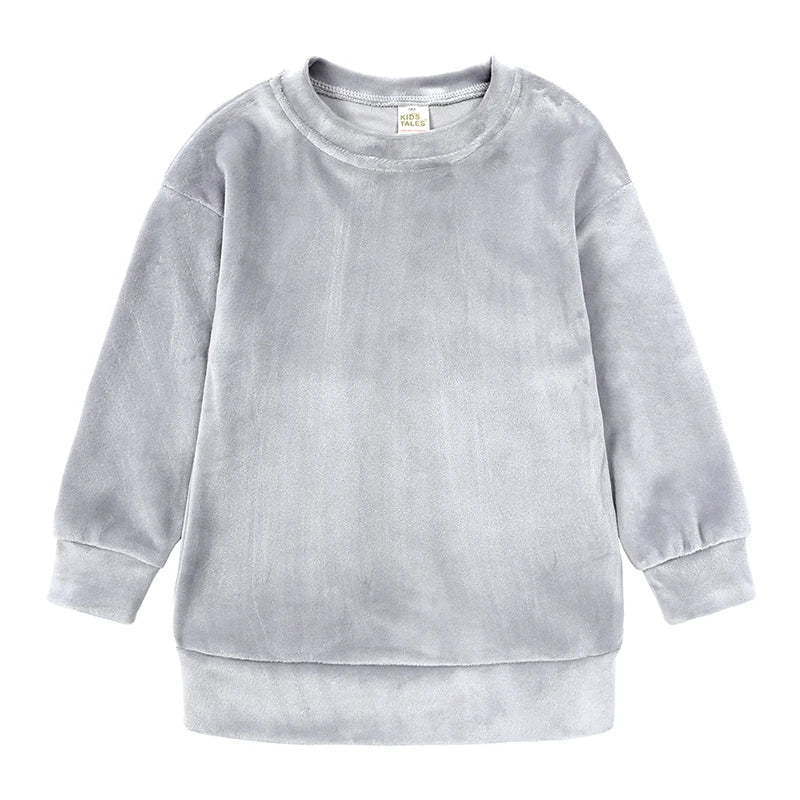 2024 Spring Kids Girl Velvet Suit Long Sleeve Pants Solid Clothes For Infant Toddler Boy Pullover Sweatshirt Set Teenage Outfits