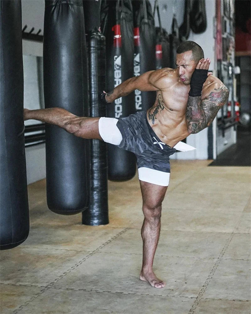 Men's Multi-Pocket Shorts Fitness Sports Shorts Casual Beach Workout Lined Tight Shorts Daily Style