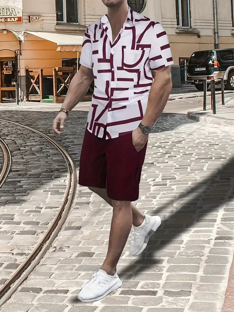 Men Shirt Sets 3d Printed Retro Floral Short Sleeve Casual Oversized Beach Shorts Summer Streetwear Hawaiian Suits Clothing