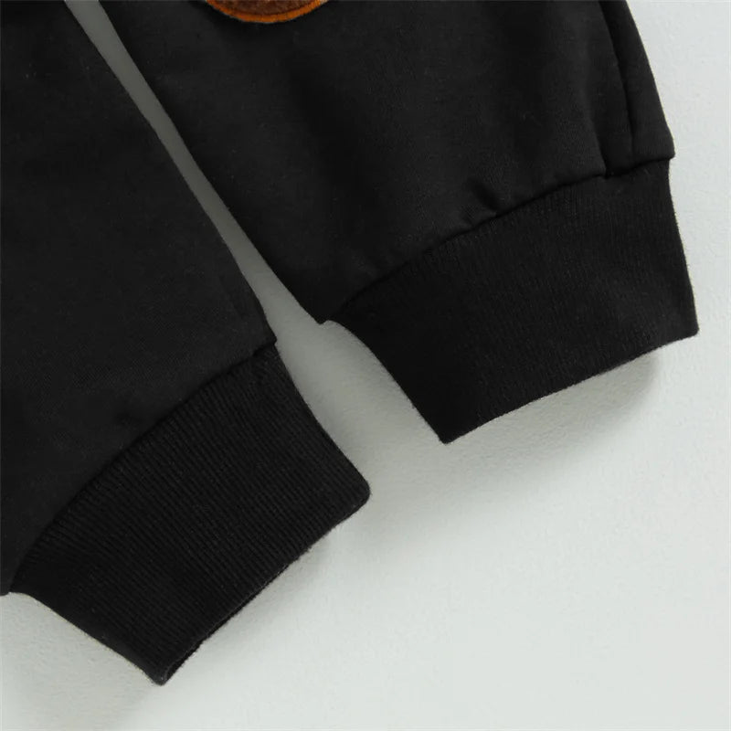 1-5 Years Kid Boys Girls 2Pcs Tracksuit Suits Fall Baby Plush Cartoon Bear Long Sleeves Sweatshirt Top + Elastic Waist Pants