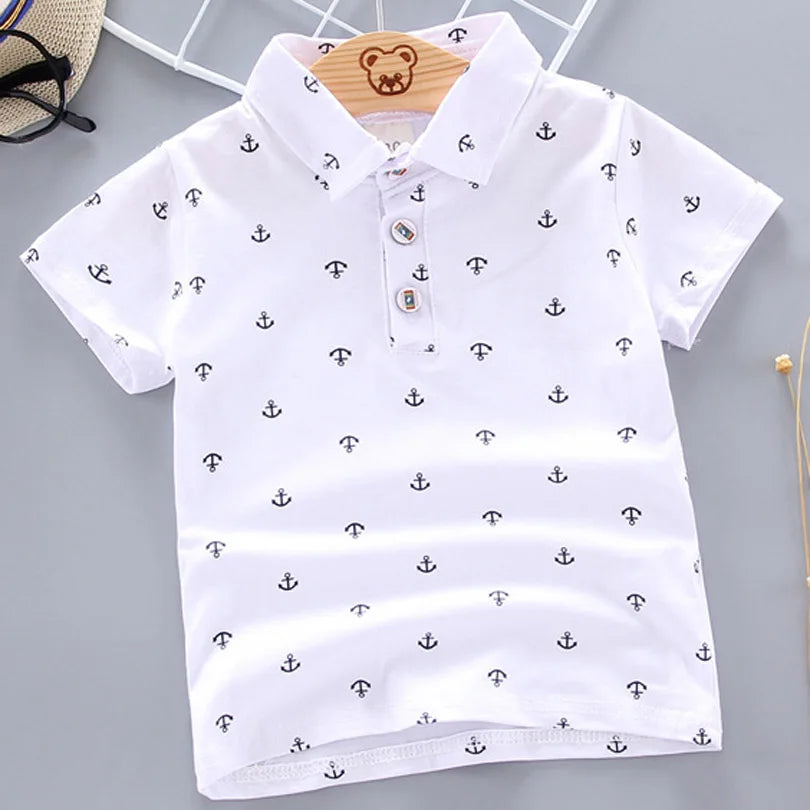 2024 Summer Baby Boys Shirts Short Sleeve Lapel Clothes for Girls Cotton Breathable Kids Tops Outwear 12M-5Y
