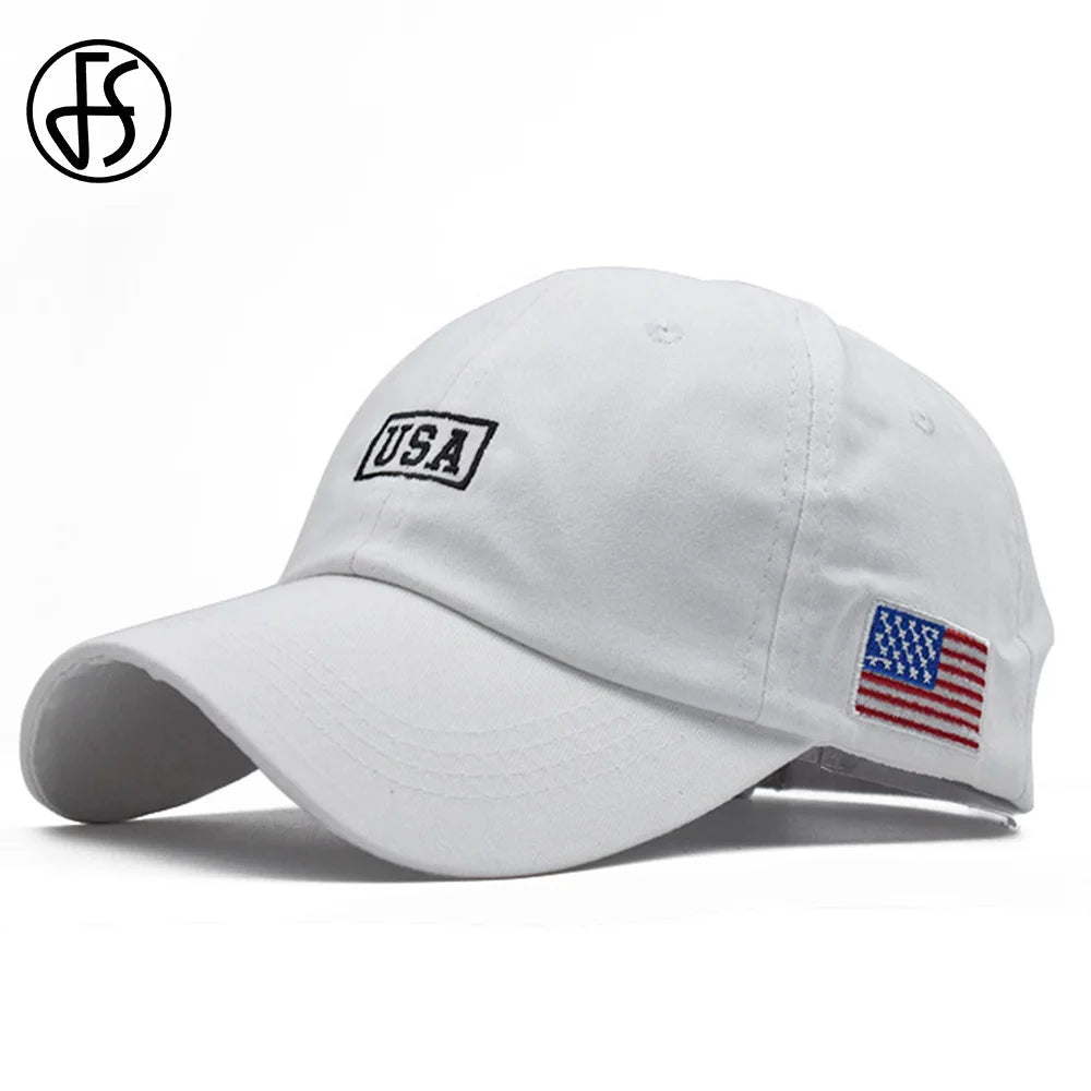 FS White American Flag Baseball Caps For Men Brand Streetwear Hip Hop Cap Cotton Women Snapback Trucker Hats Bones Masculinos
