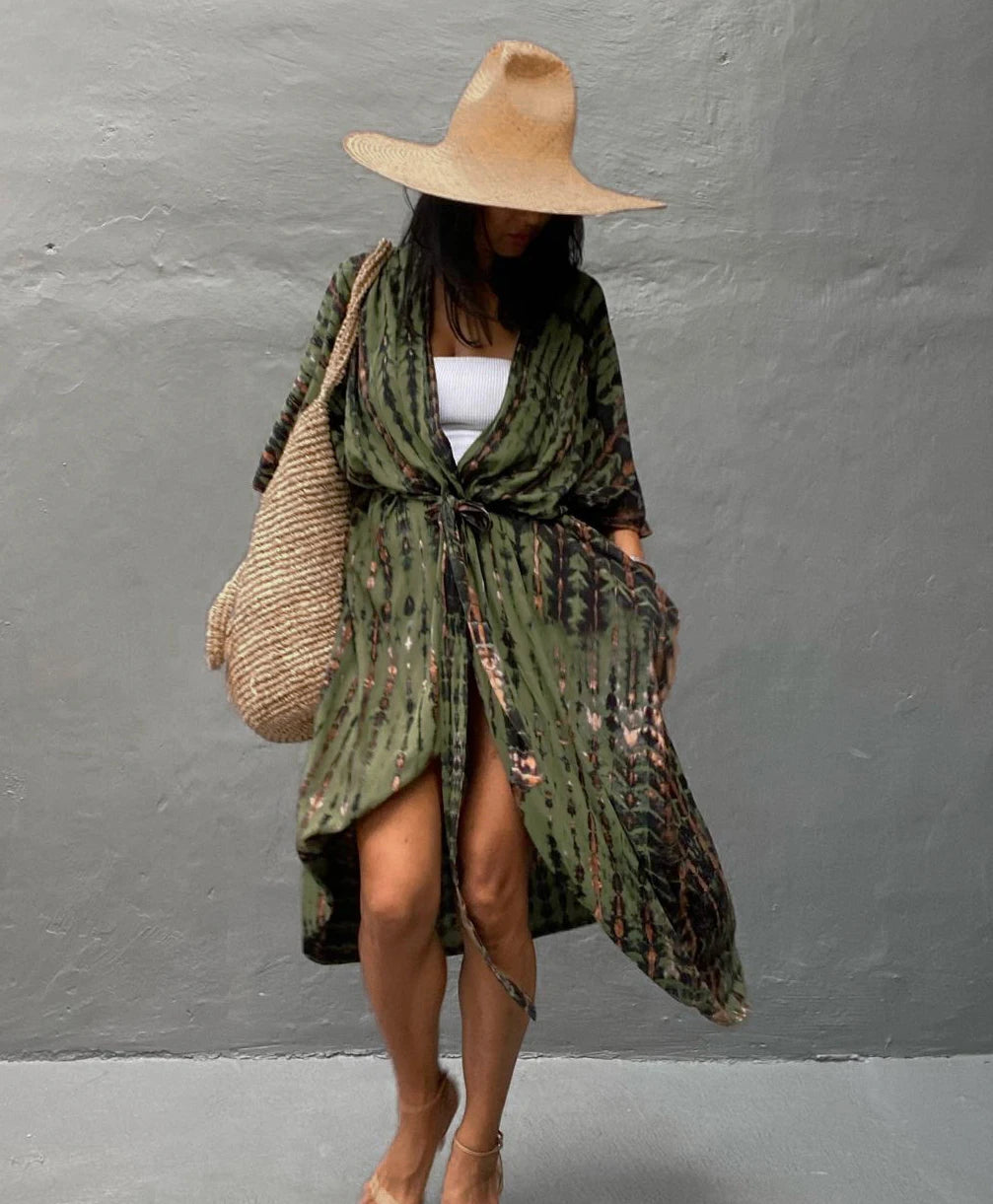 Embroidery Kaftan Beach Tunic Beach Cover up Saida de Praia Swimsuit Women Bikini cover up Pareo Sarong Beachwear Q882
