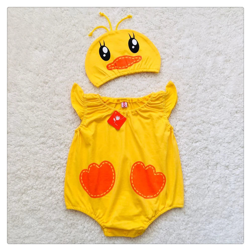 Umorden Infant Toddler Baby Cartoon Dinosaur Panda Chef Duck Cowboy Costume Summer Short Rompers Bodysuit Halloween Fancy Dress