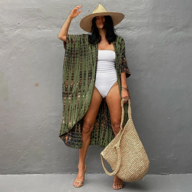 Embroidery Kaftan Beach Tunic Beach Cover up Saida de Praia Swimsuit Women Bikini cover up Pareo Sarong Beachwear Q882