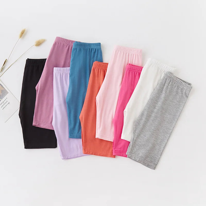 Summer Girls Pants Candy Color Kids Clothes Teenager Panty Trousers Casual Baby Bottoms Sport Knee Length Girl Leggings