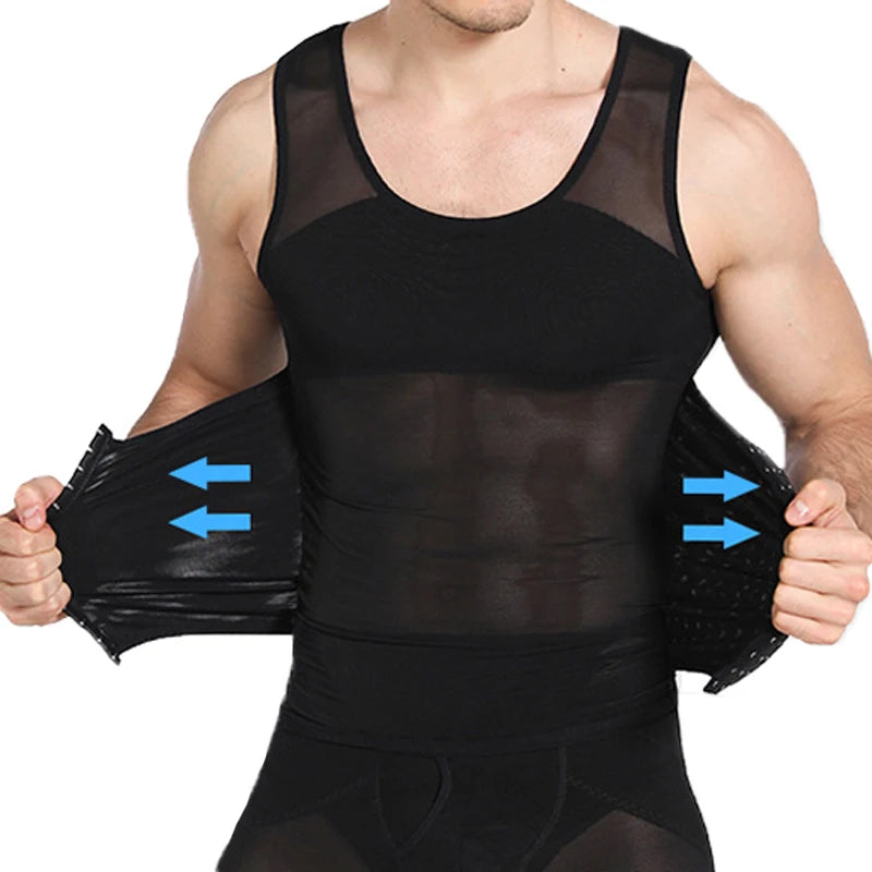 Mens Body Shaper Compression Vest Abdomen Shapewear Tummy Slimming Sheath Gynecomastia Shapers Corset Waist Trainer Fajas Tops