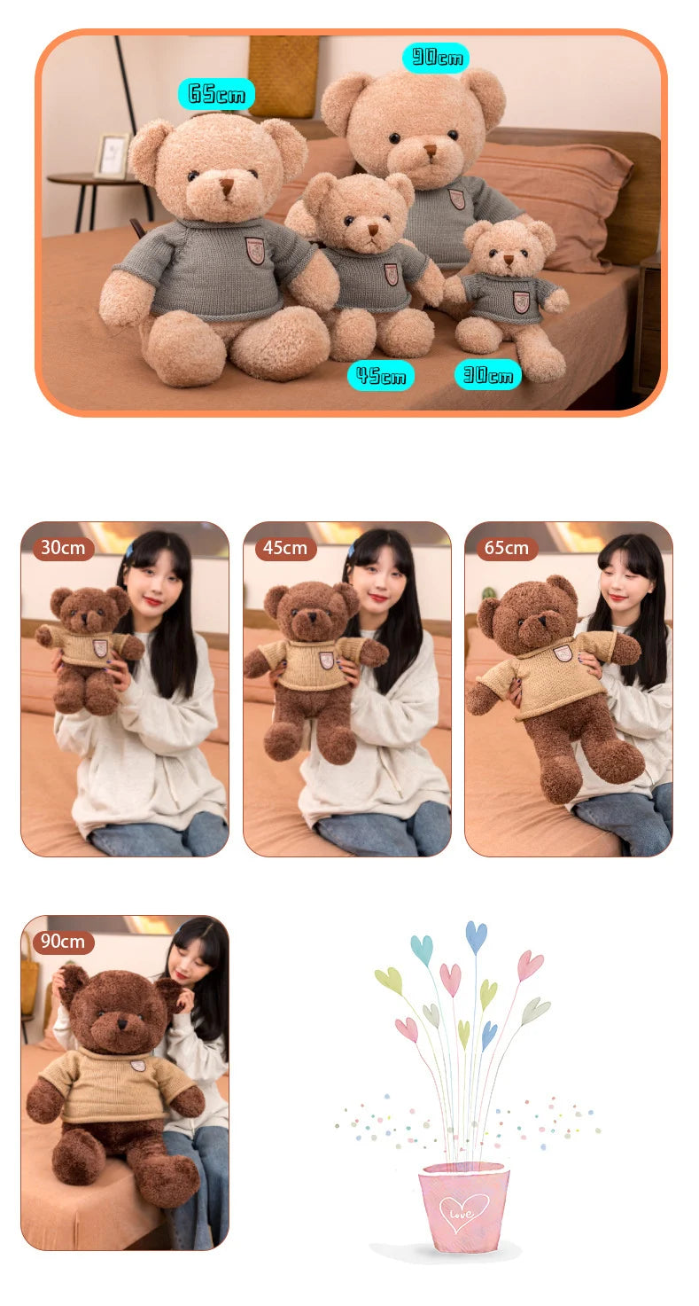 Valentine's Day 80/100Cm Big LOVE Plush Toy Bear Giant Stuffed Animals Birthday Gifts Soft Pillow Dolls Grilfriend Girls Wife