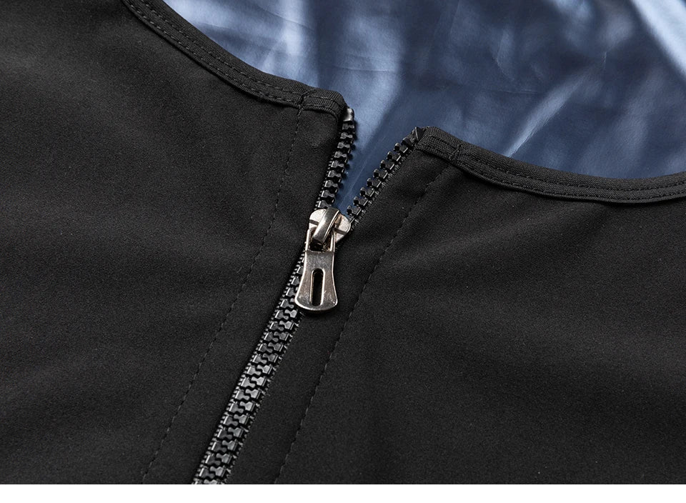 Men Sauna Sweat Vest Waist Trainer Corset Zipper Workout Tank Top Slimming Body Shaper Compression Shirt Weight Loss Fat Burner