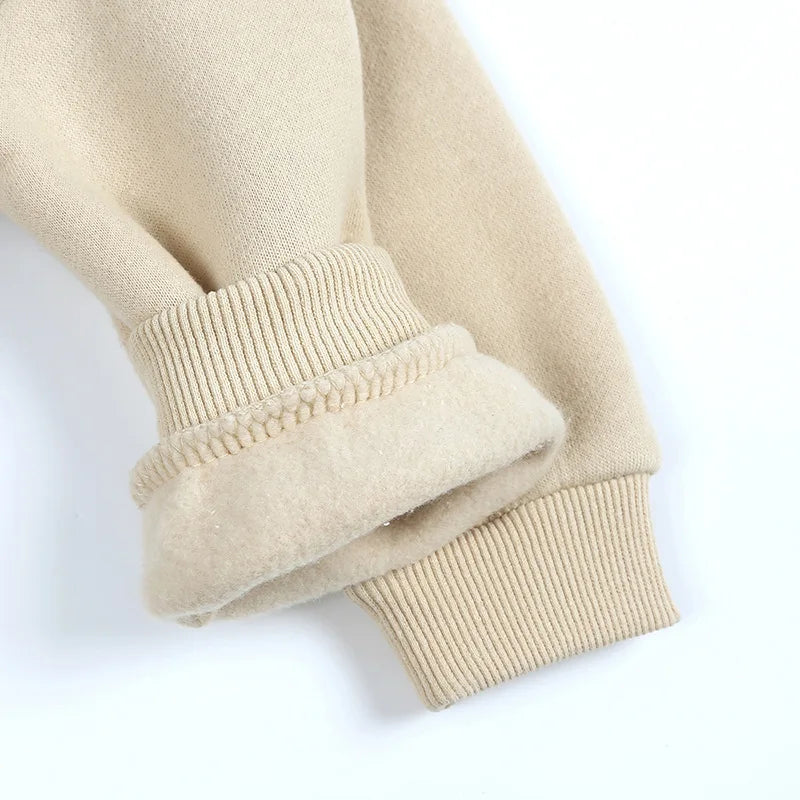 Autumn Winter Essential Baby Boys Girls Children's Clothing Warm Fleece Outerwear Solid Sweatshirt Tops for Kids Jacket Pullover