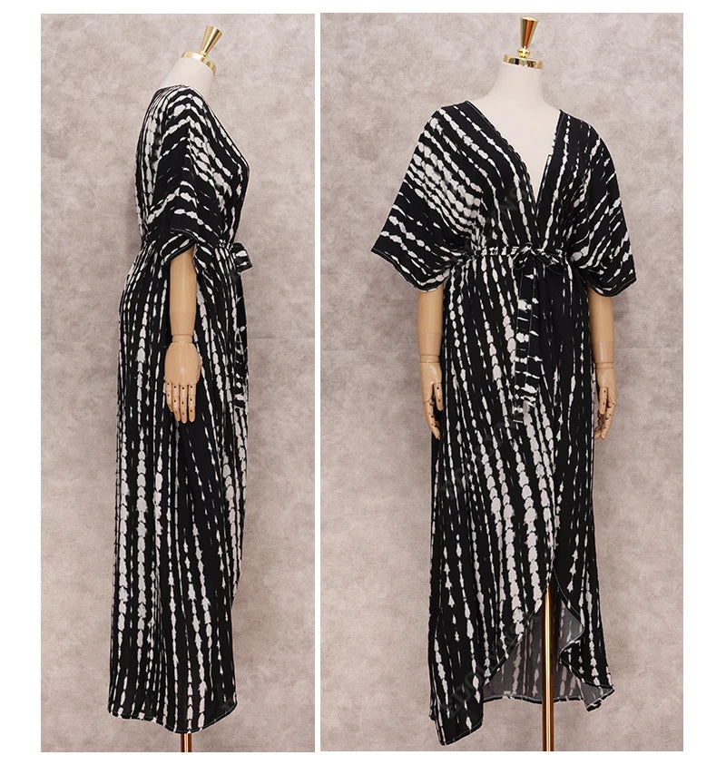 Embroidery Kaftan Beach Tunic Beach Cover up Saida de Praia Swimsuit Women Bikini cover up Pareo Sarong Beachwear Q882