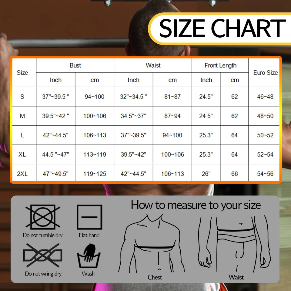 Men Sauna Sweat Vest Waist Trainer Corset Zipper Workout Tank Top Slimming Body Shaper Compression Shirt Weight Loss Fat Burner