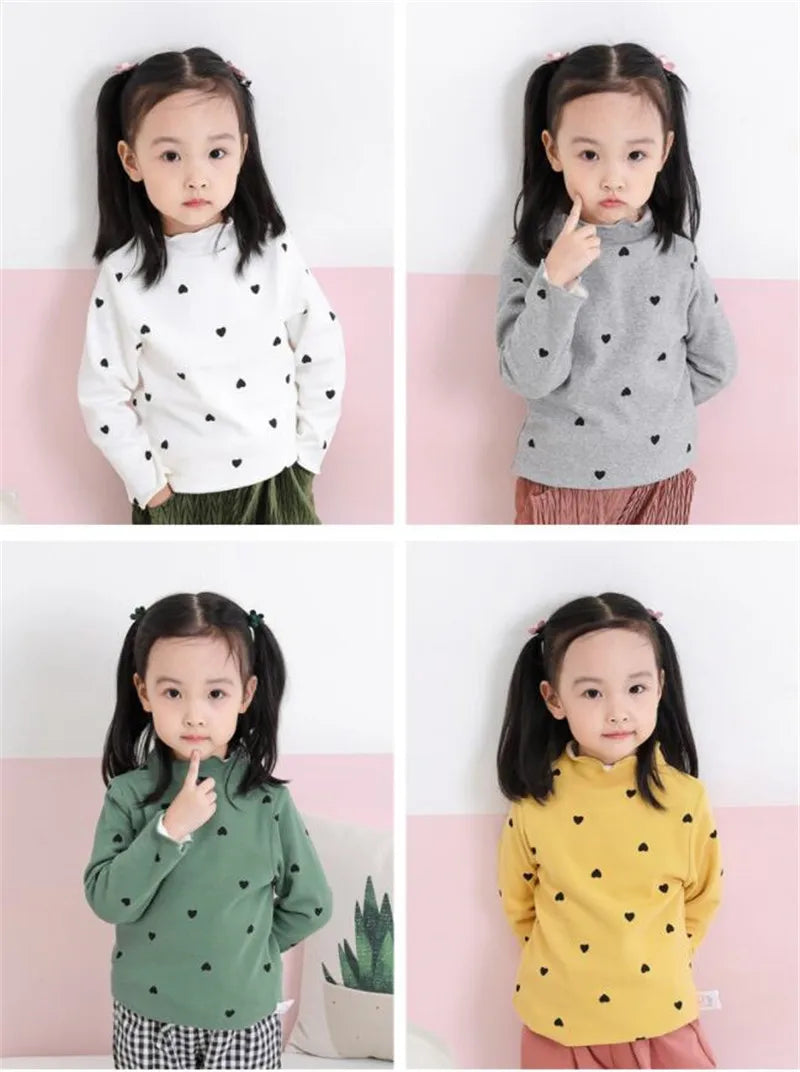 Cotton Baby Girls T-Shirt Long Sleeve Spring Kids Turtleneck Bottoming TShirts for Children Girl Tops Clothes