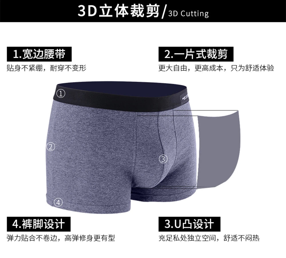 Men Boxer Shorts Men's Panties Male Underpants Calzoncillos Calecon Soft Cotton Sexy 3D Pouch Underwear Boxershorts Larger Size