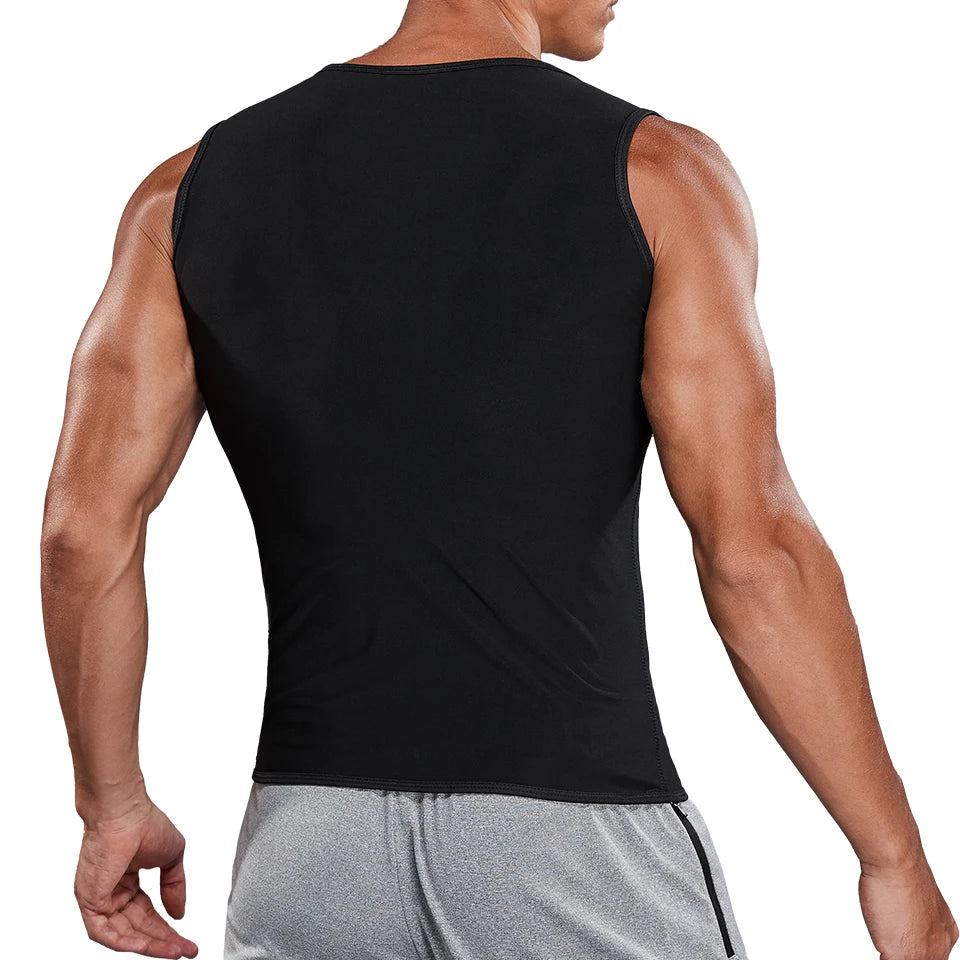 Men Sauna Sweat Vest Waist Trainer Corset Zipper Workout Tank Top Slimming Body Shaper Compression Shirt Weight Loss Fat Burner