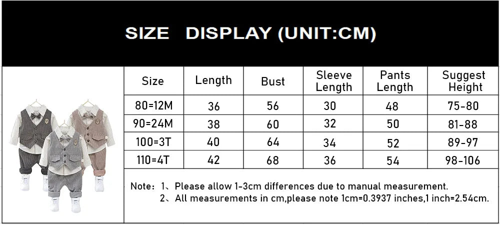 Children Kids Gentleman Clothing Suit Birthday Wedding Party Elegant Set Baby Boy Casual Wear Striped Shirt Vest Pants Costume