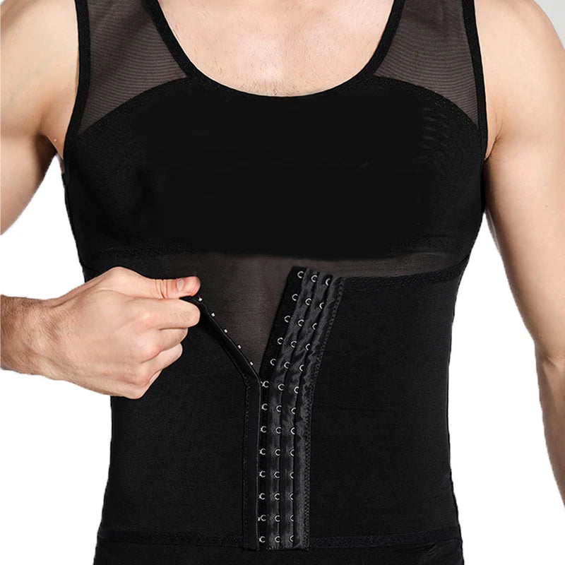 Mens Body Shaper Compression Vest Abdomen Shapewear Tummy Slimming Sheath Gynecomastia Shapers Corset Waist Trainer Fajas Tops
