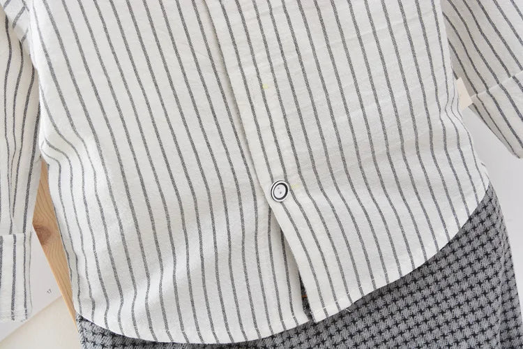 Children Kids Gentleman Clothing Suit Birthday Wedding Party Elegant Set Baby Boy Casual Wear Striped Shirt Vest Pants Costume
