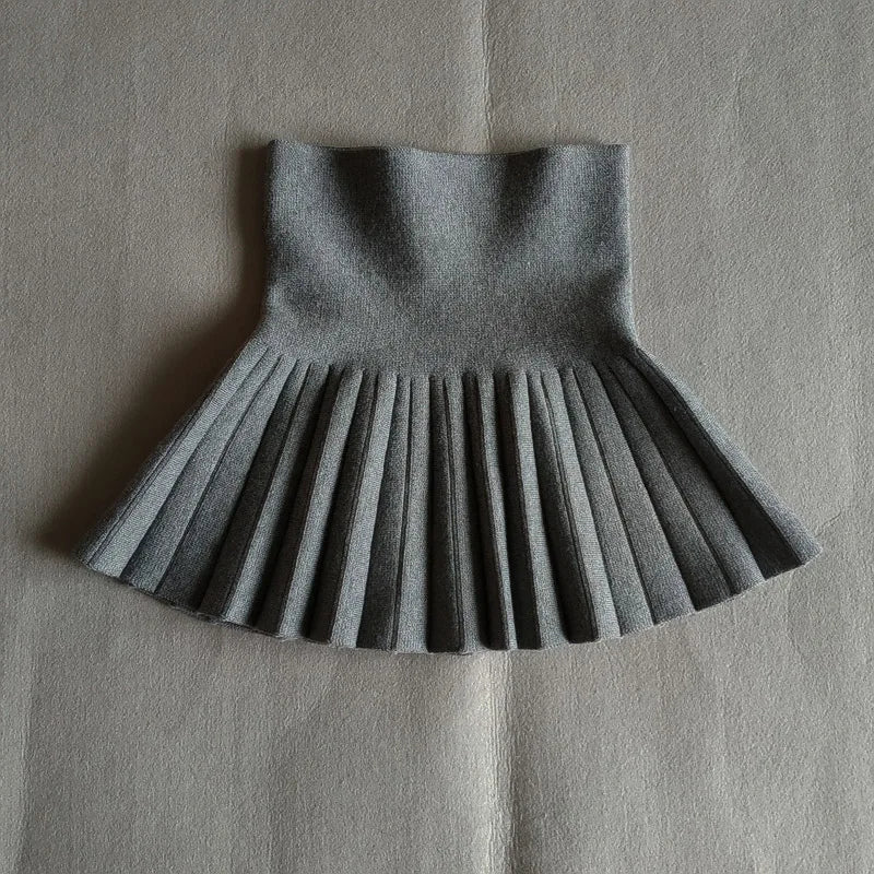 DE PEACH Winter Baby Girls Pleated Skirts Infant Kids Princess High Waist Knitted Mini Tutu Skirt Children Clothes 2-12Years