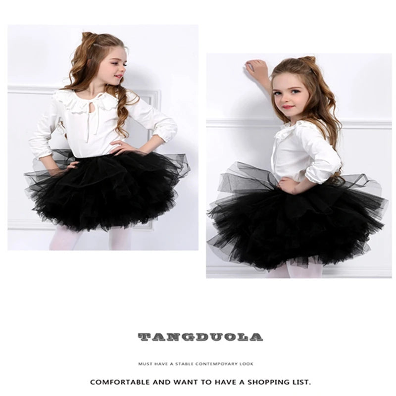 Fashion Girls Tutu Super Fluffy 6 Layers Petticoat Princess Ballet Dance Tutu Skirt Kids Cake Skirt Chritsmas Children Clothes