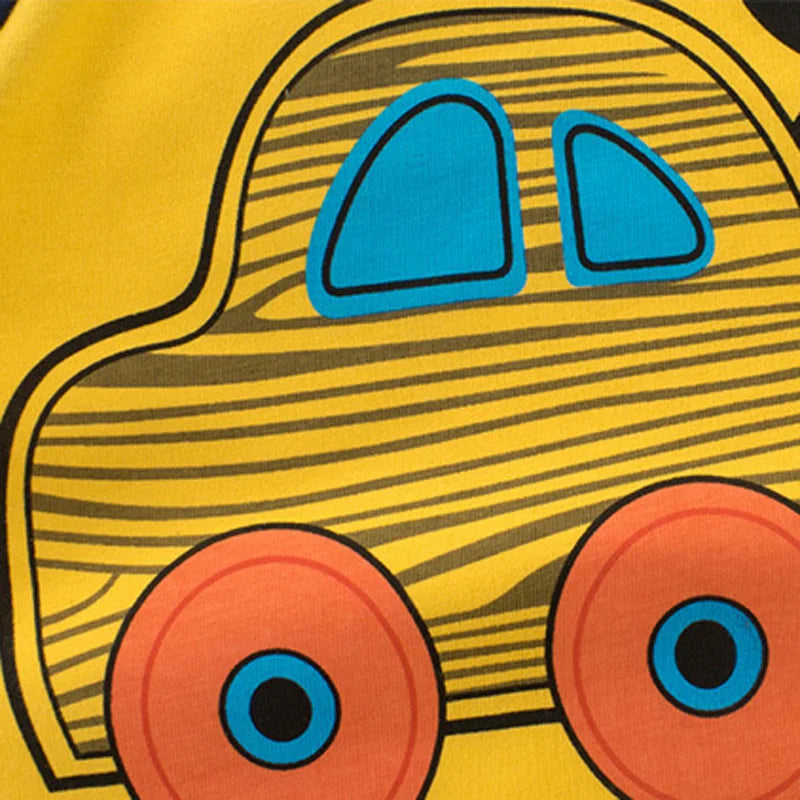 2024 Autumn T Shirt Cartoon Car T-shirt Boys Girls Baby Kids Clothes Cotton Long Sleeve Top for Boy Children's Clothing 2-9 Year