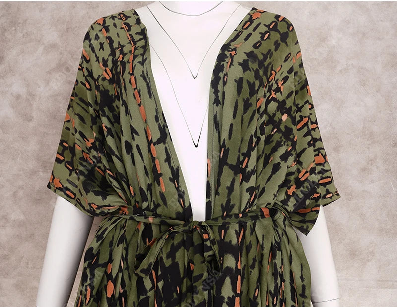 Embroidery Kaftan Beach Tunic Beach Cover up Saida de Praia Swimsuit Women Bikini cover up Pareo Sarong Beachwear Q882