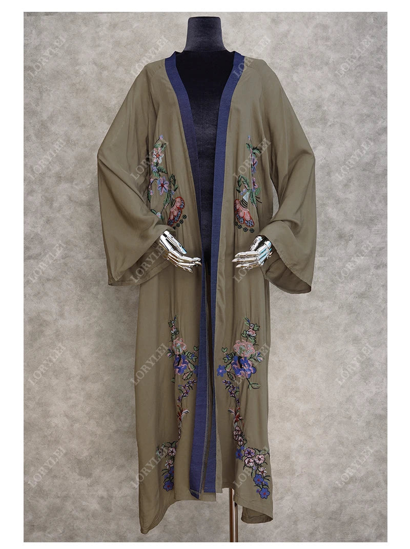 Embroidery Kaftan Beach Tunic Beach Cover up Saida de Praia Swimsuit Women Bikini cover up Pareo Sarong Beachwear Q882