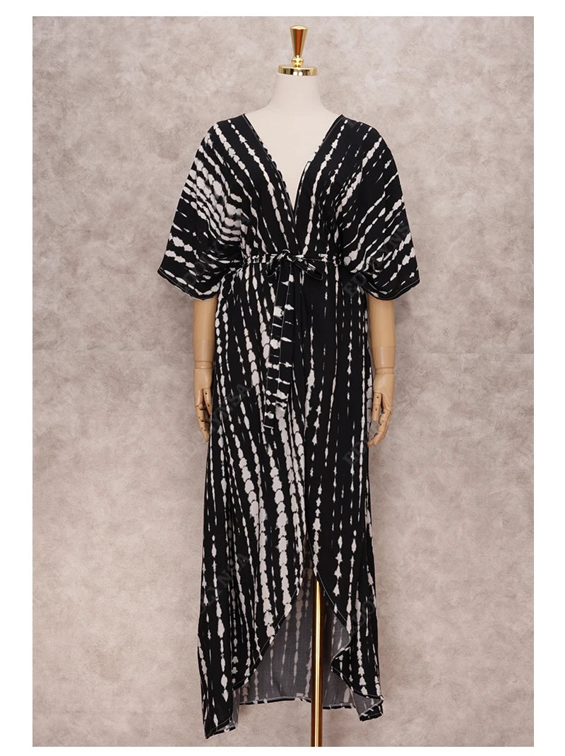Embroidery Kaftan Beach Tunic Beach Cover up Saida de Praia Swimsuit Women Bikini cover up Pareo Sarong Beachwear Q882