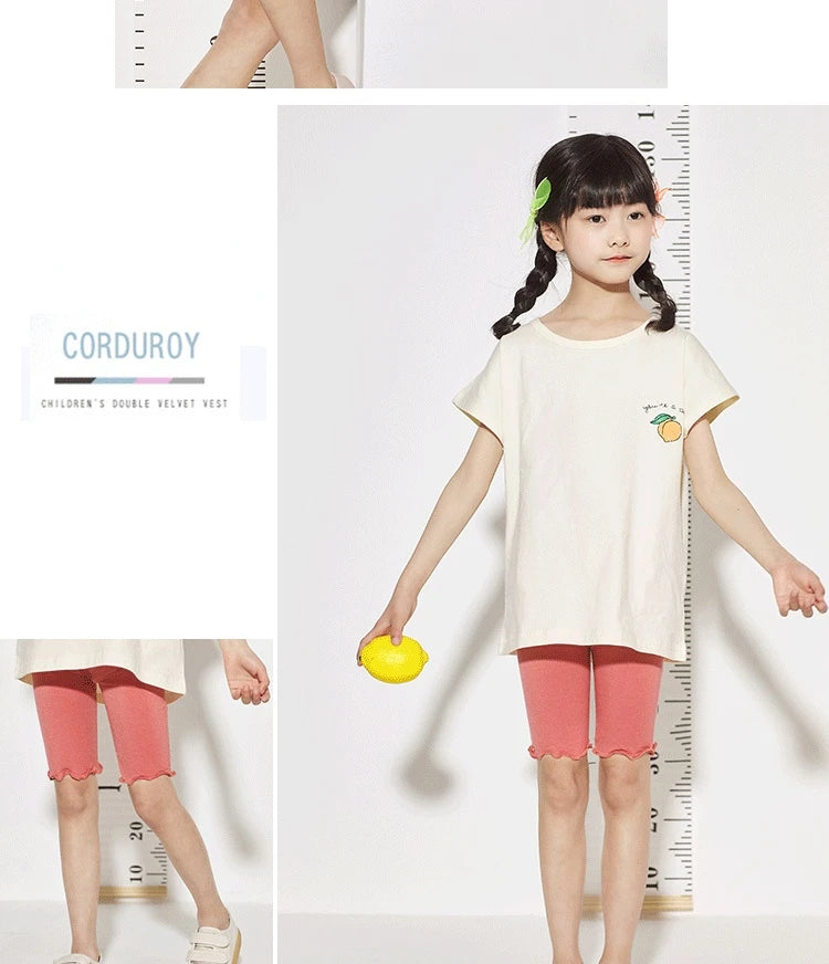 Summer Girls Pants Candy Color Kids Clothes Teenager Panty Trousers Casual Baby Bottoms Sport Knee Length Girl Leggings