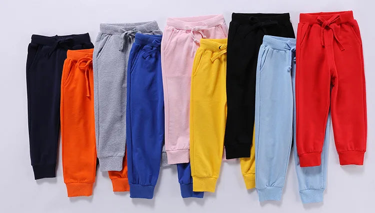 Spring Best Selling Boy's Pants Candy Color Girl's Sports Trousers Fall Sweatpants Autumn Teenage Children Active Clothing 2-12Y
