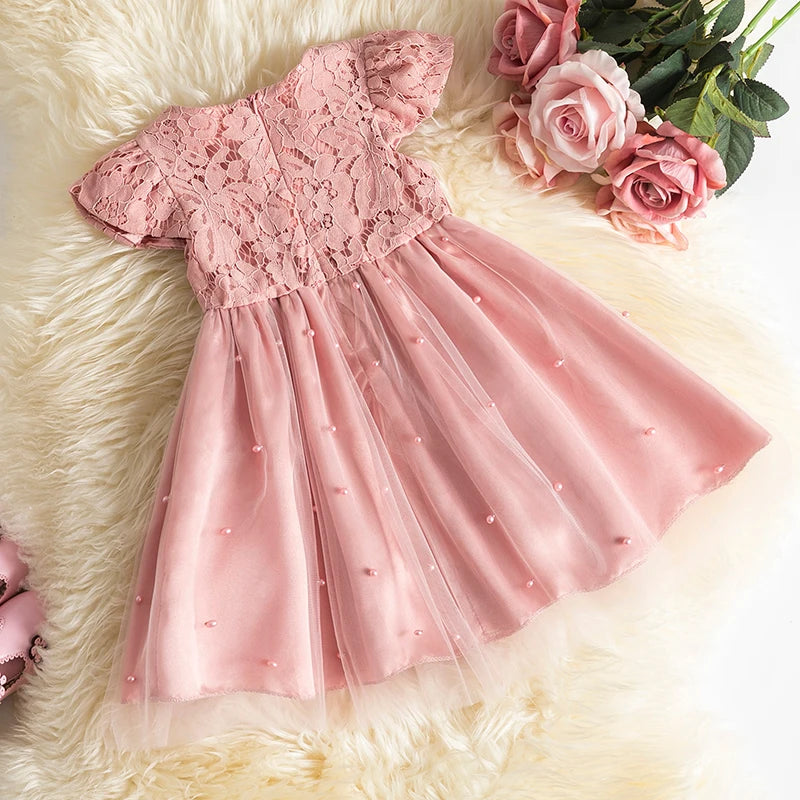 2023 Girls Baby Summer Dress Wedding Birthday Party Fluffy Lace Dress 1-5 Y Toddler Dress Elegant Tutu Vestidos Kids Clothes