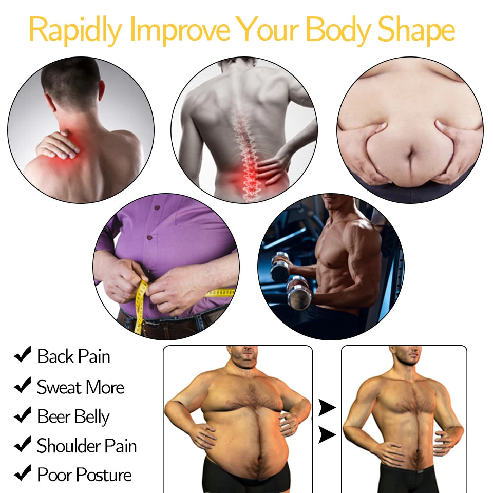 Men Sauna Sweat Vest Waist Trainer Corset Zipper Workout Tank Top Slimming Body Shaper Compression Shirt Weight Loss Fat Burner