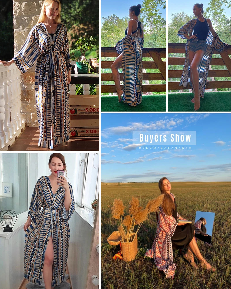 Embroidery Kaftan Beach Tunic Beach Cover up Saida de Praia Swimsuit Women Bikini cover up Pareo Sarong Beachwear Q882