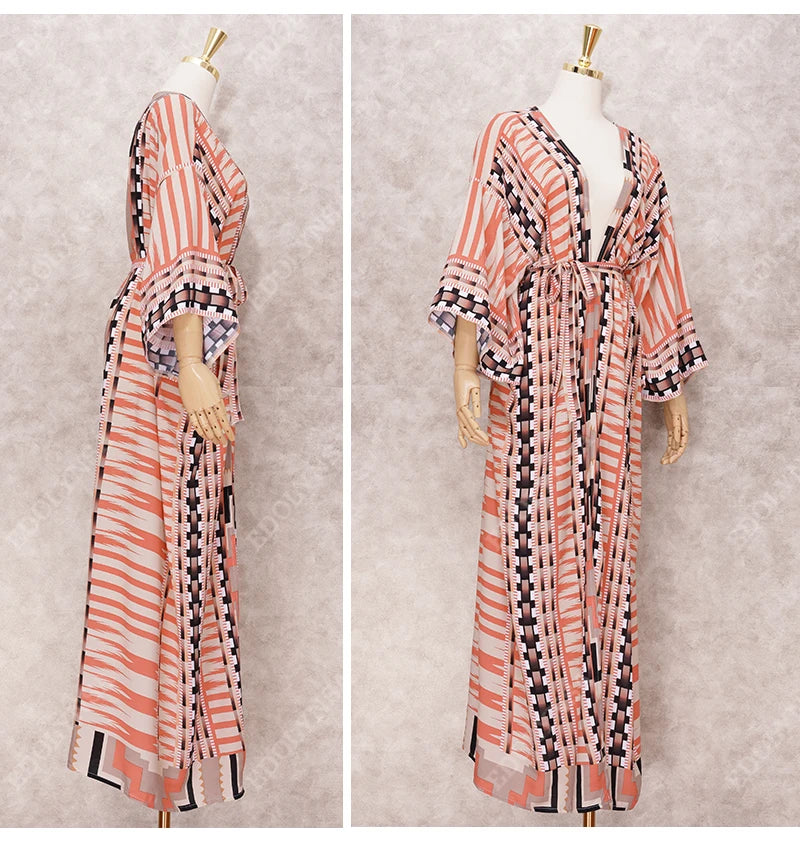 Embroidery Kaftan Beach Tunic Beach Cover up Saida de Praia Swimsuit Women Bikini cover up Pareo Sarong Beachwear Q882