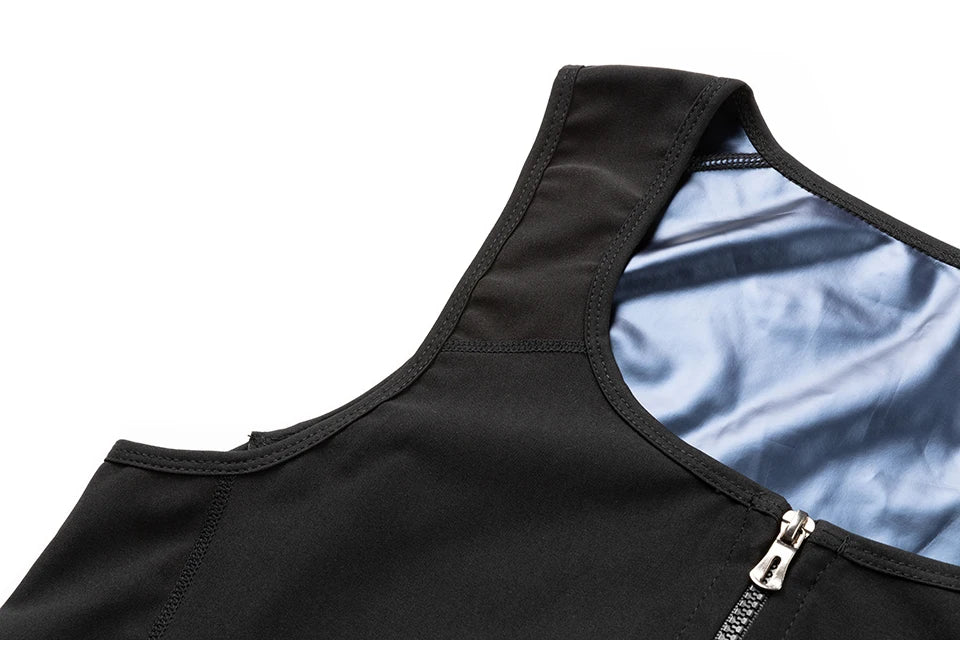 Men Sauna Sweat Vest Waist Trainer Corset Zipper Workout Tank Top Slimming Body Shaper Compression Shirt Weight Loss Fat Burner
