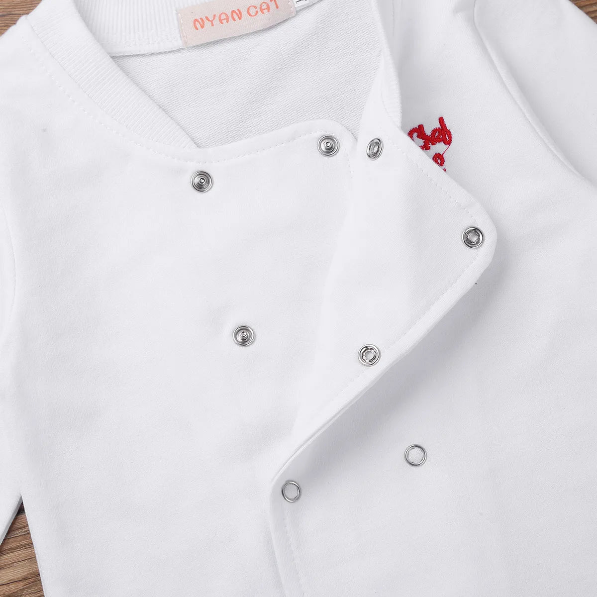 Baby Toddler Boys Girls Cook Chef Halloween Cosplay Outfits Baby Cook Chef Kitchen Uniform T-shirt Pants Hat Photography Costume