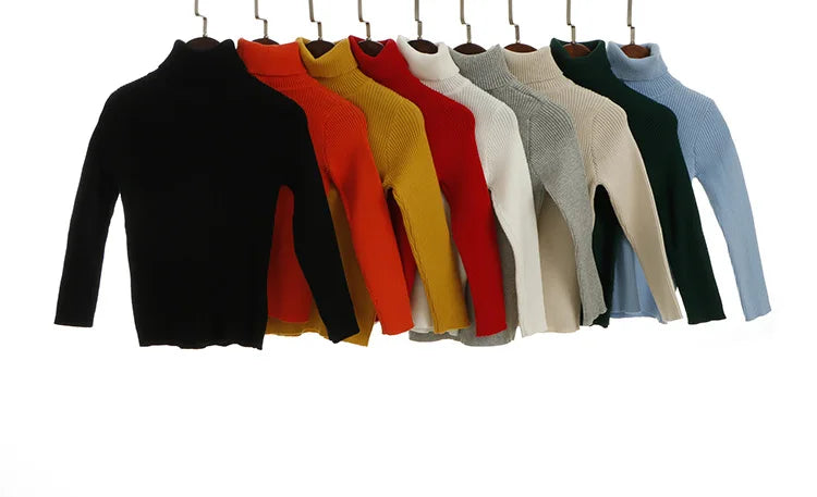2024 New Sweater Kids Sweaters Autumn Girls Turtleneck Sweaters 1-6Yrs Baby Boys Pullover Winter Knitted Bottoming Boys Sweaters