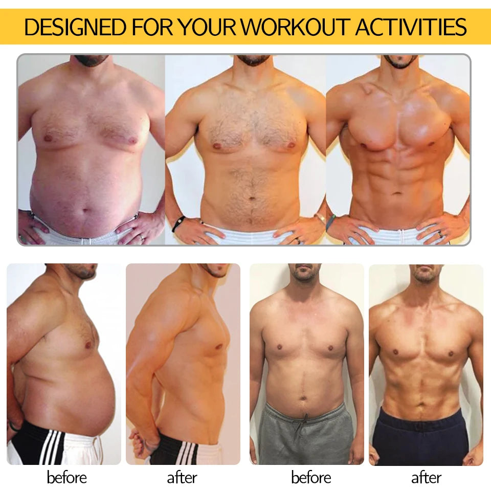 Men Sauna Sweat Vest Waist Trainer Corset Zipper Workout Tank Top Slimming Body Shaper Compression Shirt Weight Loss Fat Burner