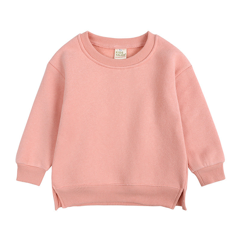 Autumn Winter Essential Baby Boys Girls Children's Clothing Warm Fleece Outerwear Solid Sweatshirt Tops for Kids Jacket Pullover