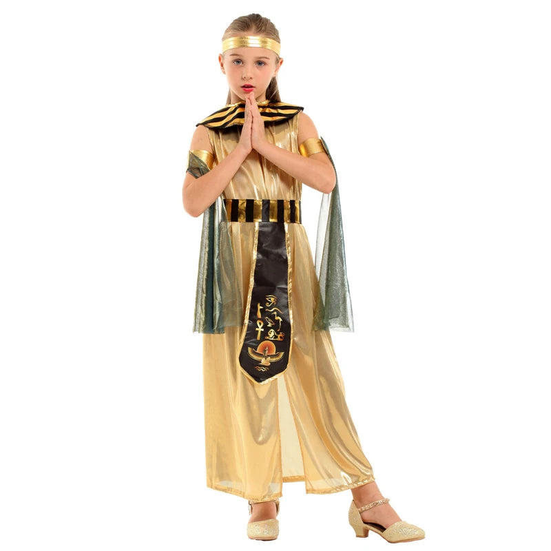 Umorden Halloween Costumes Boy Girl Ancient Egypt Egyptian Pharaoh Cleopatra Prince Princess Costume for Children Kids Cosplay