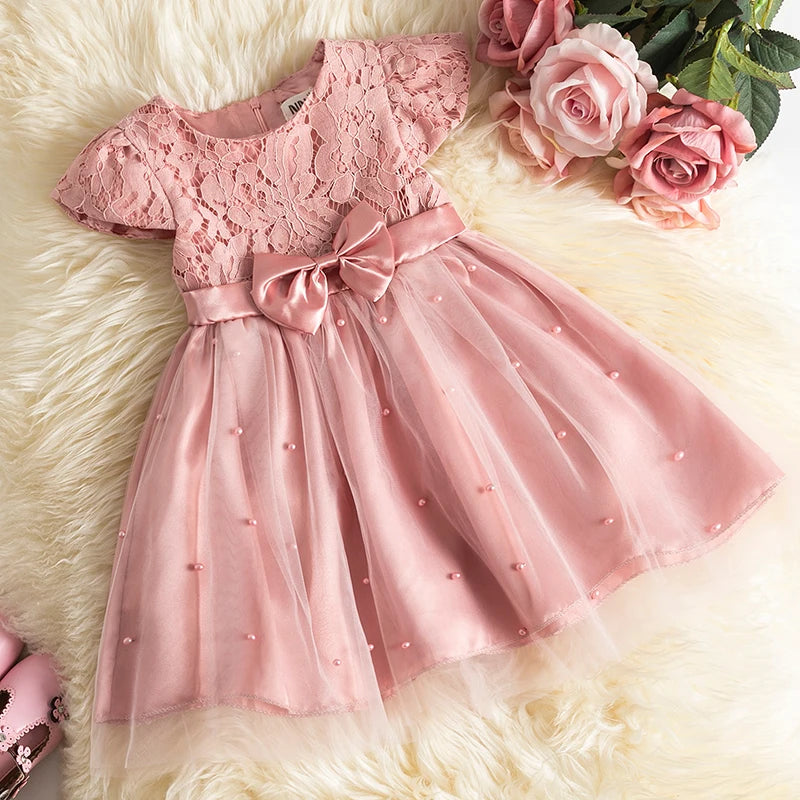 2023 Girls Baby Summer Dress Wedding Birthday Party Fluffy Lace Dress 1-5 Y Toddler Dress Elegant Tutu Vestidos Kids Clothes