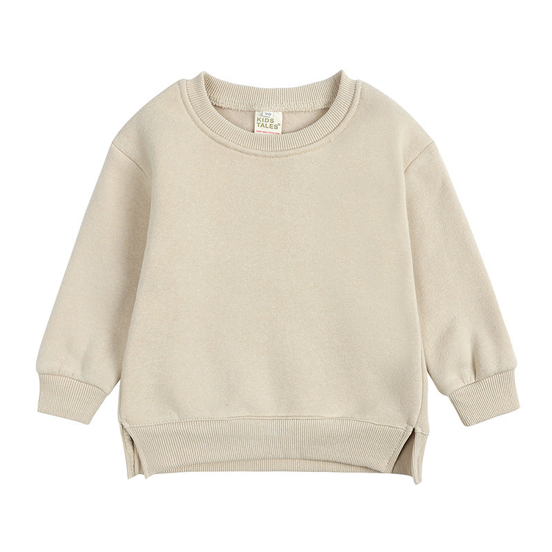 Autumn Winter Essential Baby Boys Girls Children's Clothing Warm Fleece Outerwear Solid Sweatshirt Tops for Kids Jacket Pullover