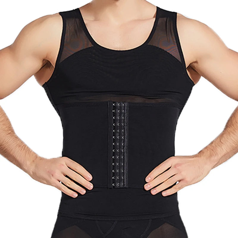 Mens Body Shaper Compression Vest Abdomen Shapewear Tummy Slimming Sheath Gynecomastia Shapers Corset Waist Trainer Fajas Tops
