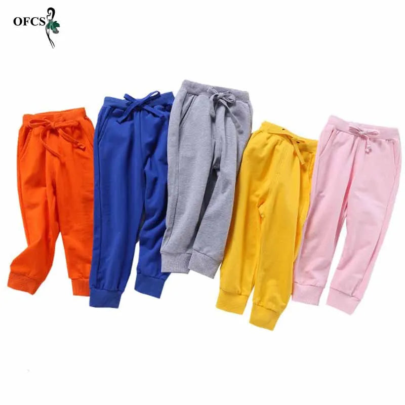 Spring Best Selling Boy's Pants Candy Color Girl's Sports Trousers Fall Sweatpants Autumn Teenage Children Active Clothing 2-12Y