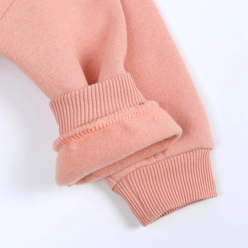 Autumn Winter Essential Baby Boys Girls Children's Clothing Warm Fleece Outerwear Solid Sweatshirt Tops for Kids Jacket Pullover