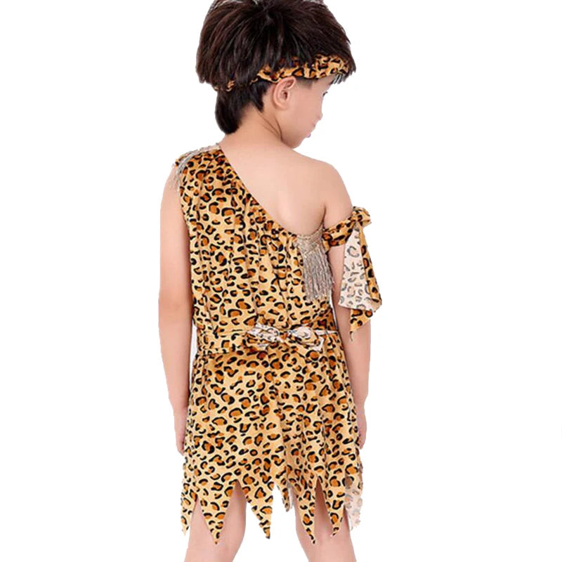 Boys Girls African Original Savage Children Wildman Cosplay Costumes Clothing Kids Party Props Halloween