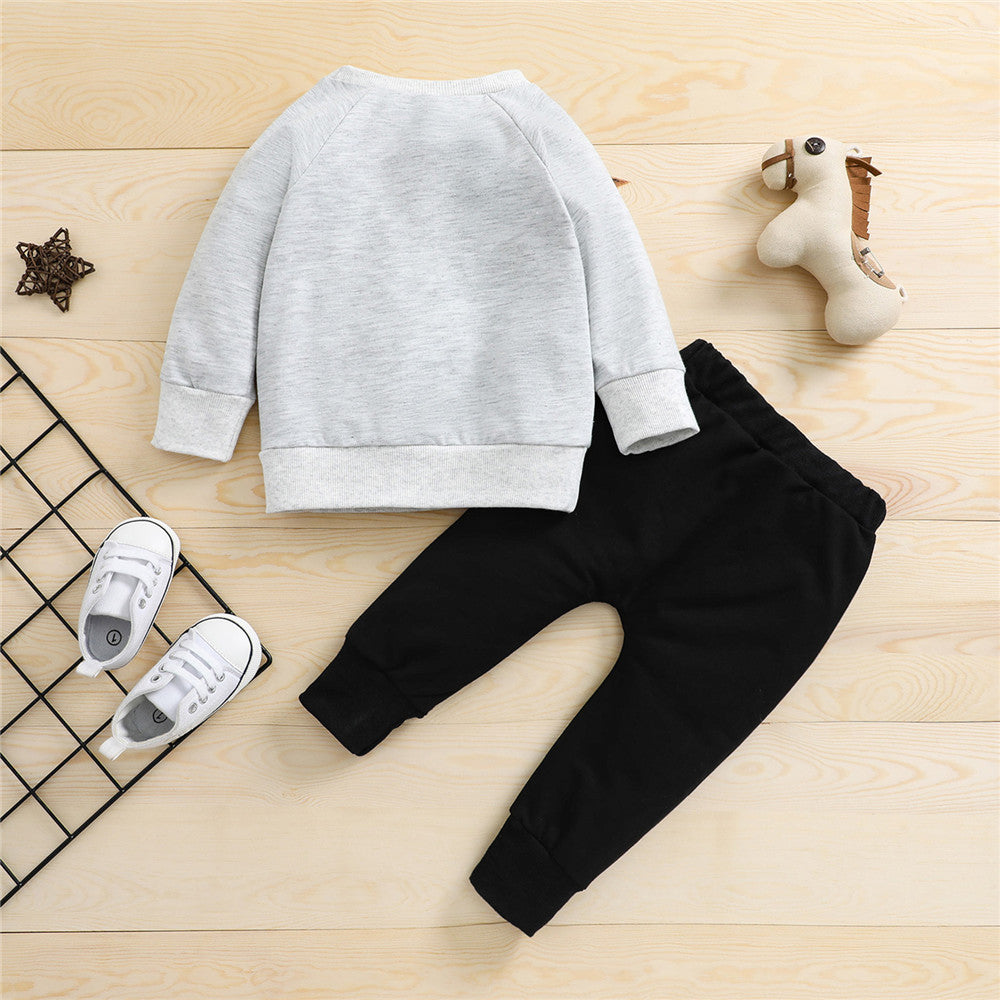 1-5 Years Kid Boys Girls 2Pcs Tracksuit Suits Fall Baby Plush Cartoon Bear Long Sleeves Sweatshirt Top + Elastic Waist Pants