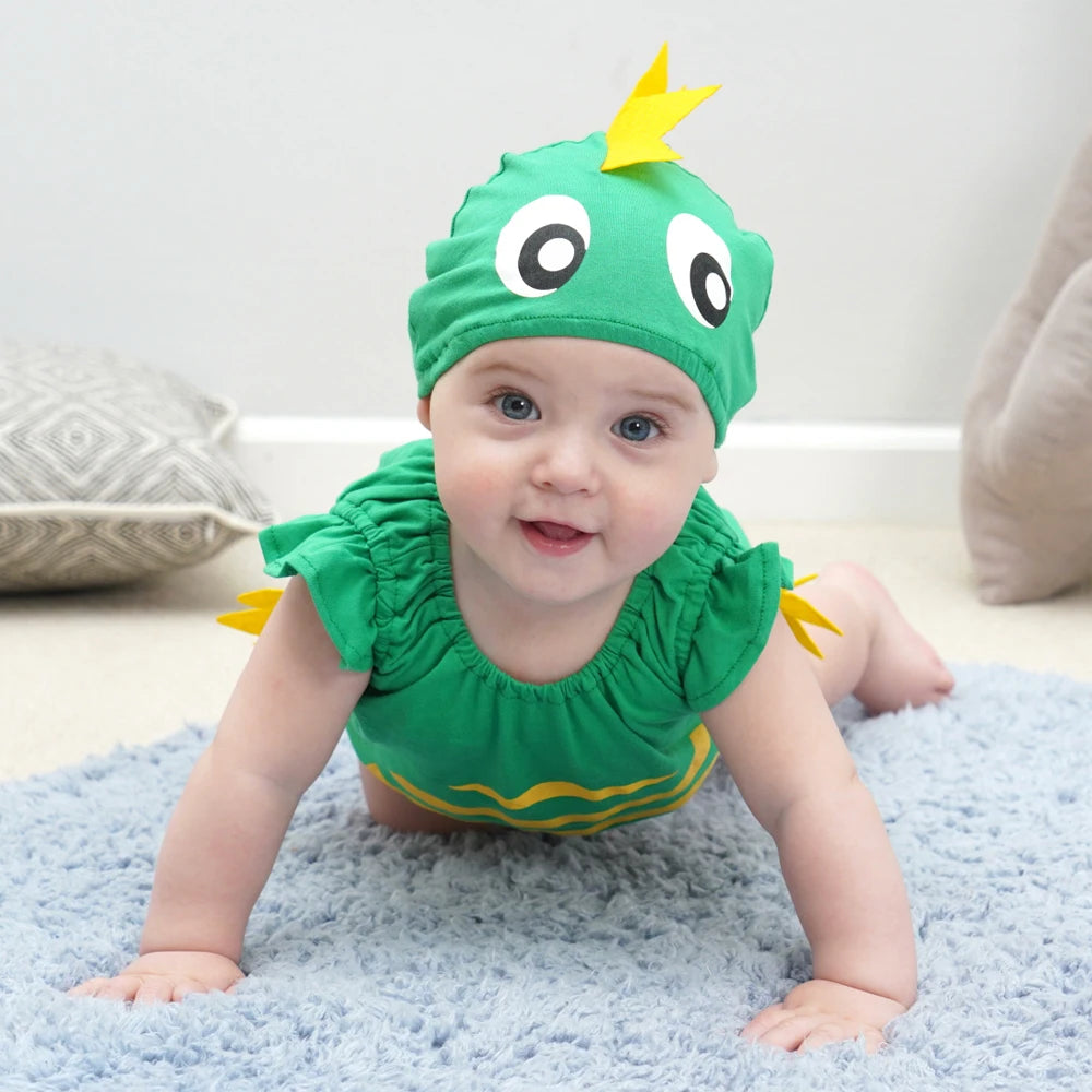 Umorden Infant Toddler Baby Cartoon Dinosaur Panda Chef Duck Cowboy Costume Summer Short Rompers Bodysuit Halloween Fancy Dress