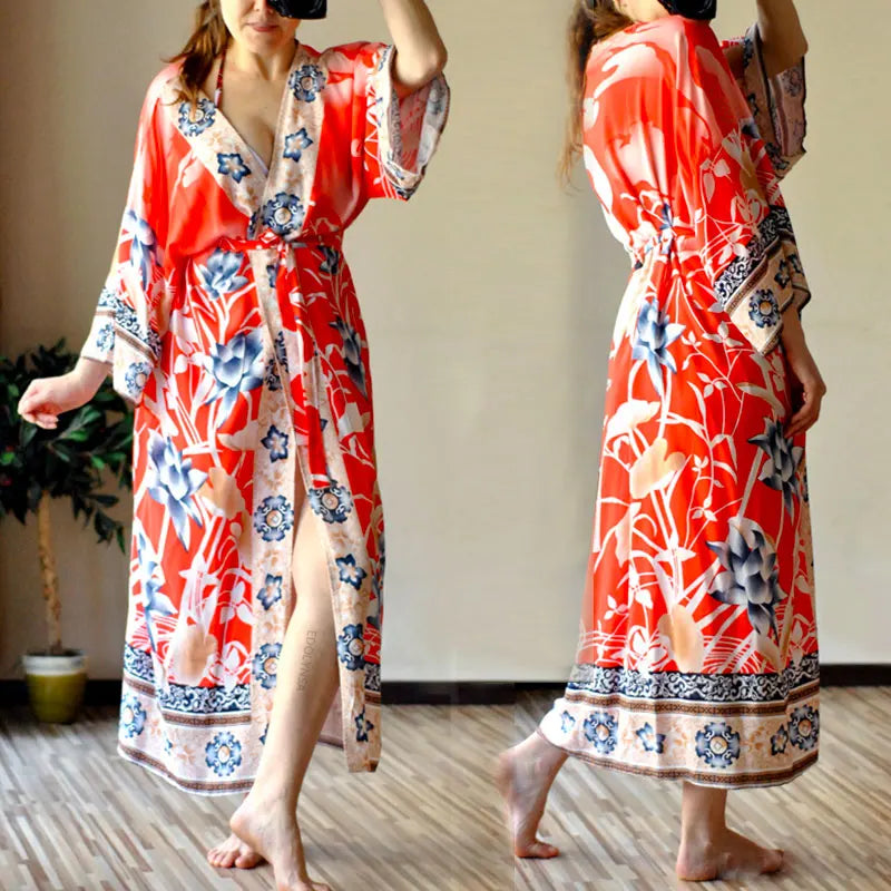 Embroidery Kaftan Beach Tunic Beach Cover up Saida de Praia Swimsuit Women Bikini cover up Pareo Sarong Beachwear Q882